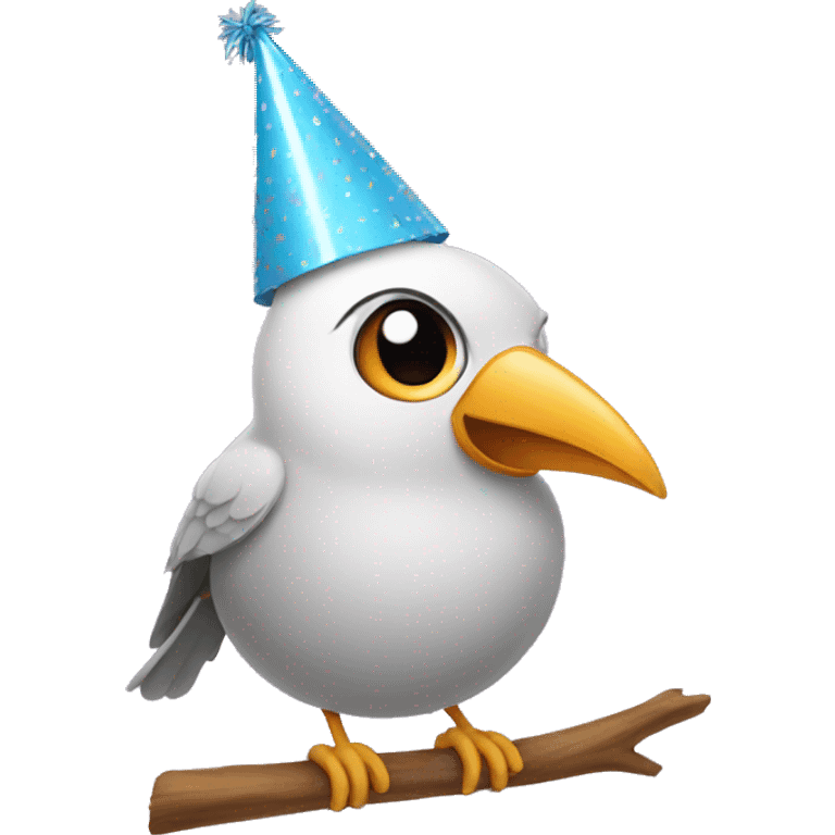 Bird wearing party hat emoji