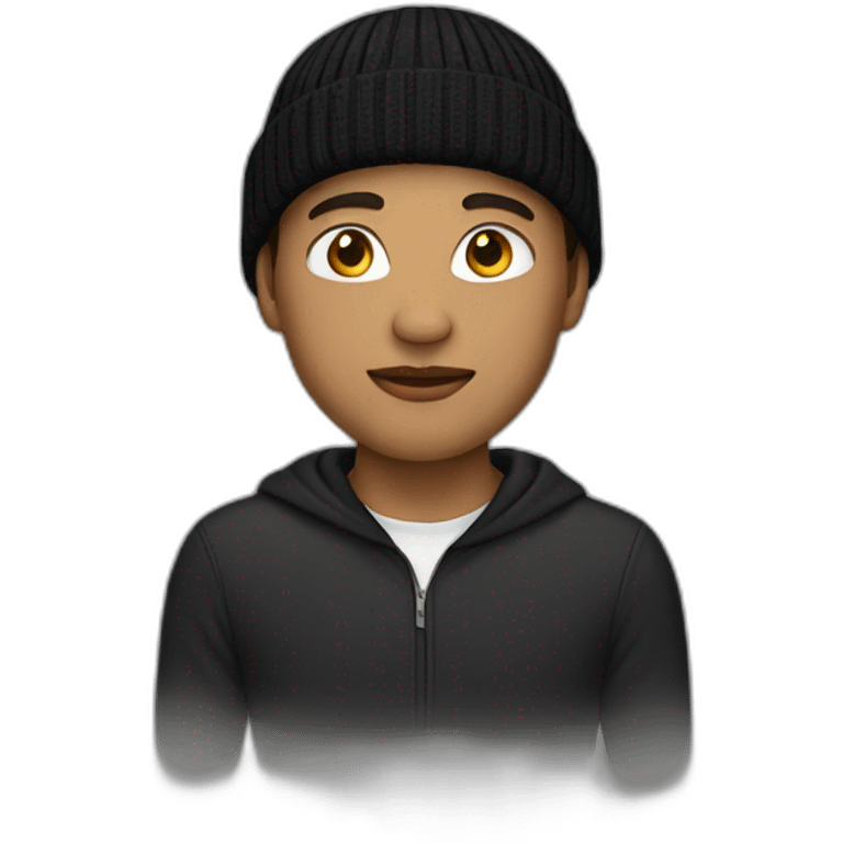 Light skin man with black beanie emoji