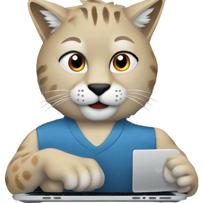 A blue lynx with a laptop emoji