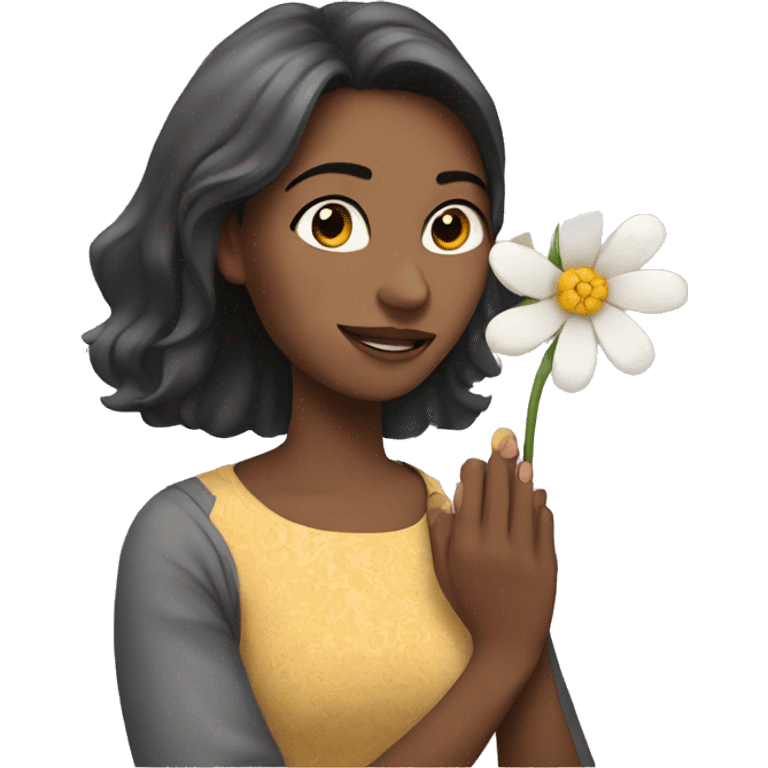 Mujer con una flor en la mano emoji