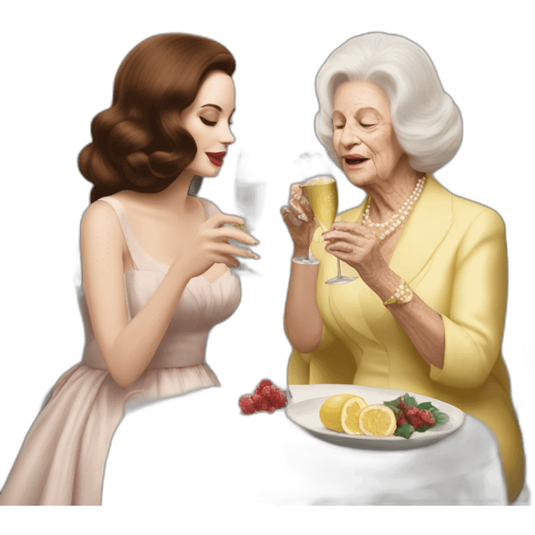 Lana del Rey & Very old grand ma drinking champagne emoji