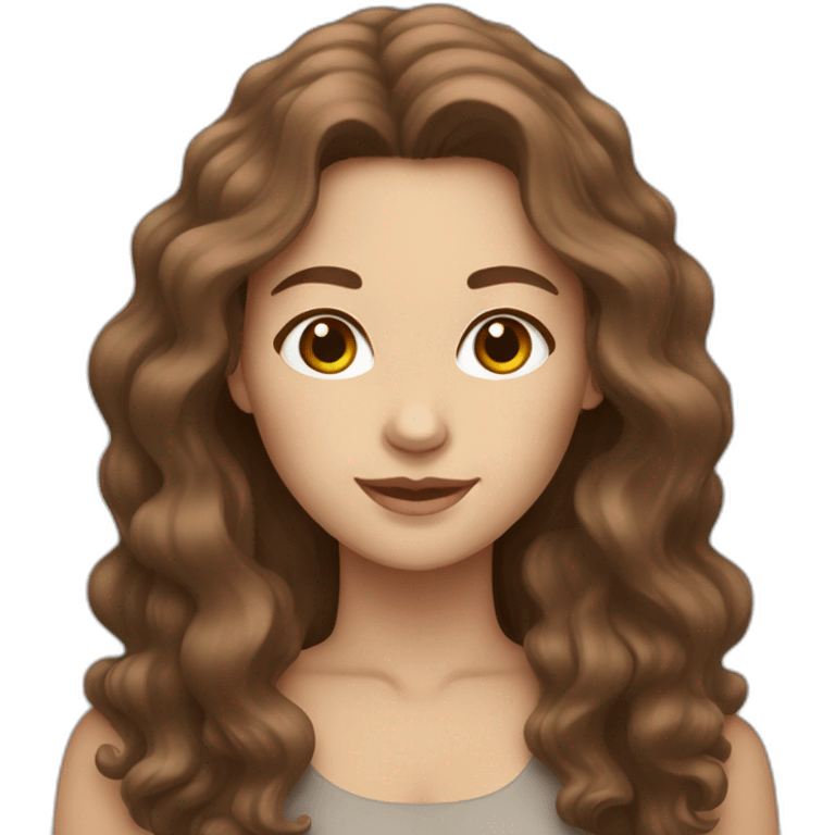 white woman with brown long wavy hair and otter emoji