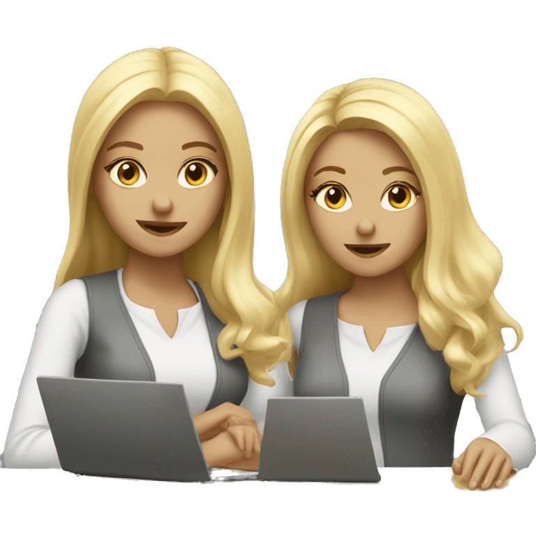 Two blonde girls working emoji