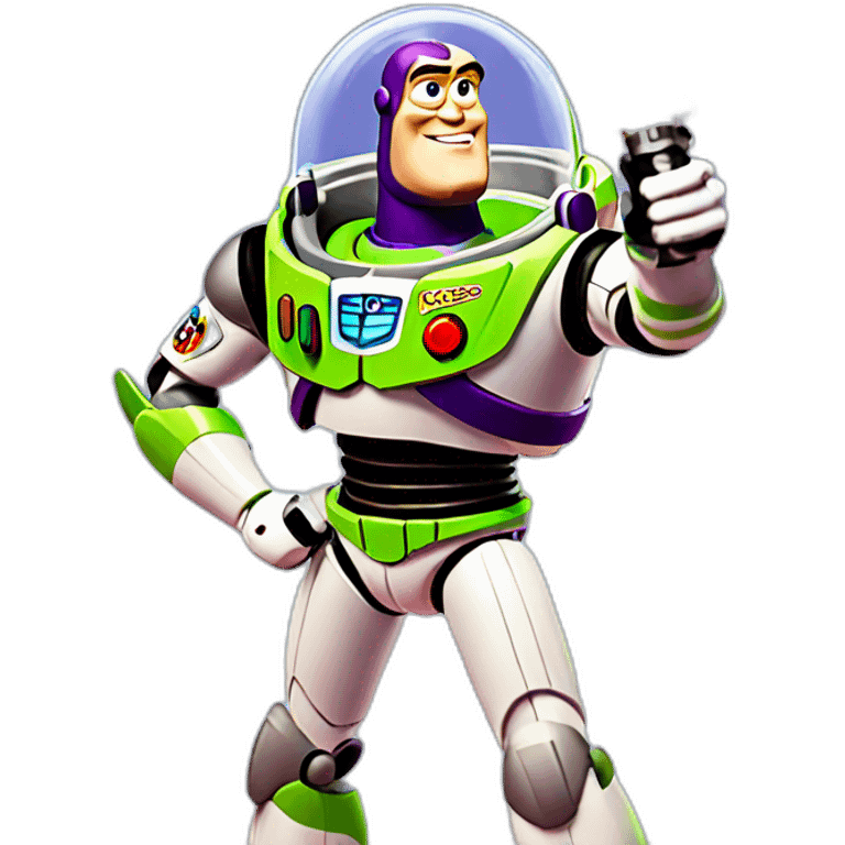 Buzz Lightyear using a lightsaber emoji