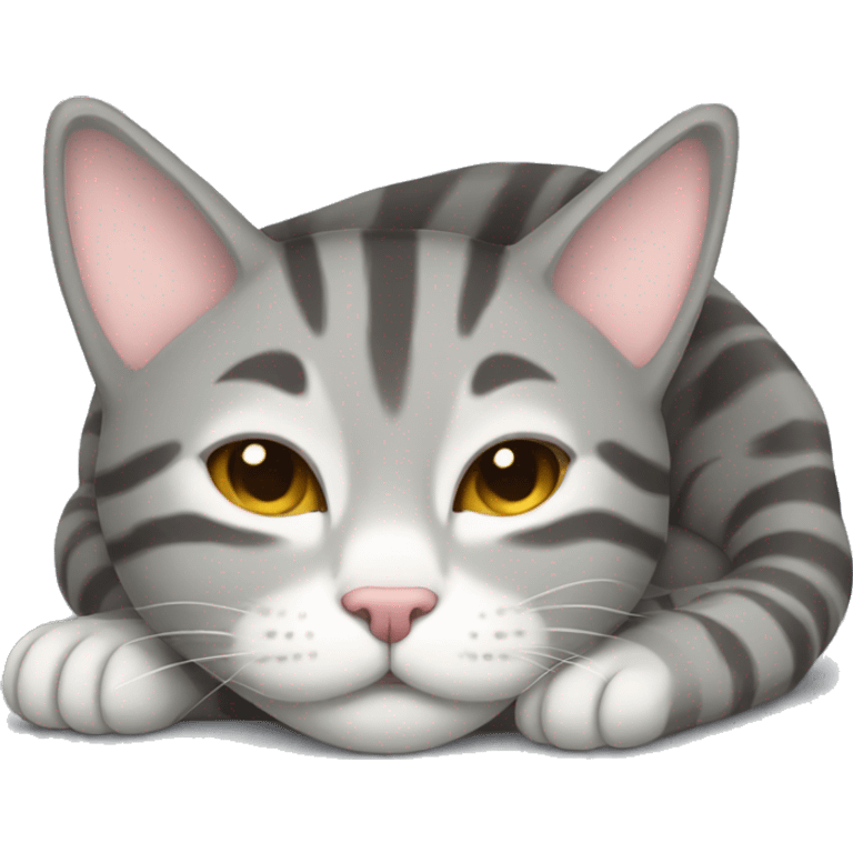 cat sleeping gray tabby emoji