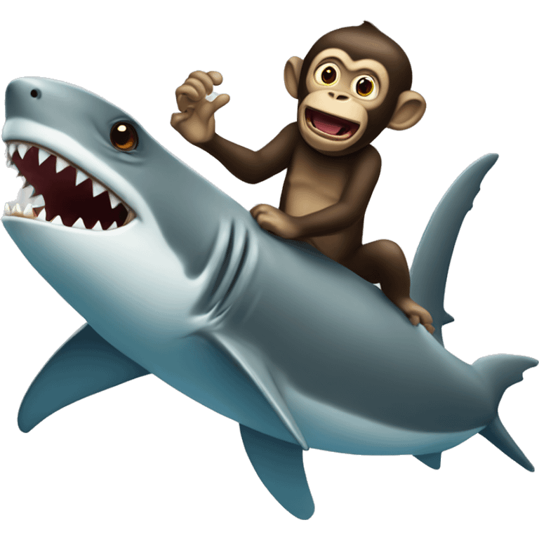 stinky monkey riding a shark emoji