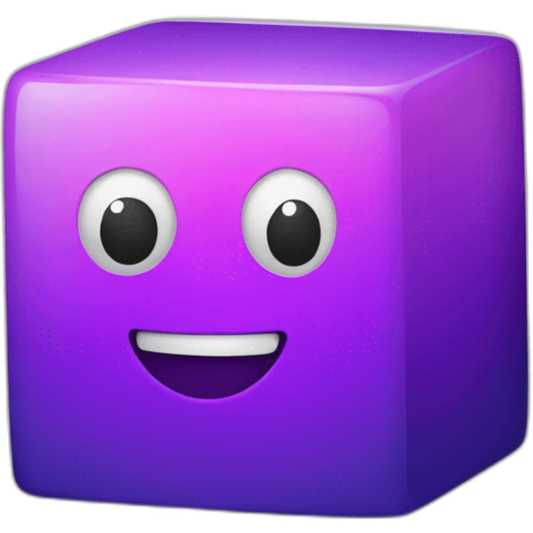 purple gradient smiling cube with 2 hands and 2 legs and a cap emoji