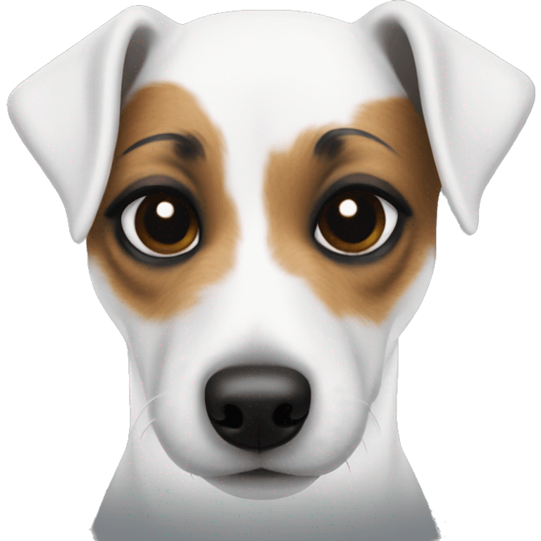 solid white jack russell with solid black eyes  emoji