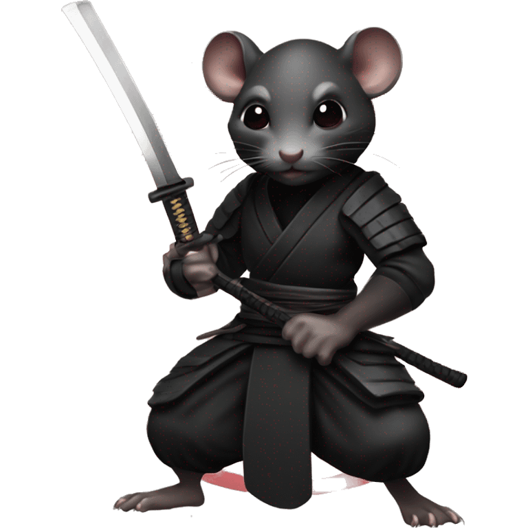 ninja black skin rat with katana emoji