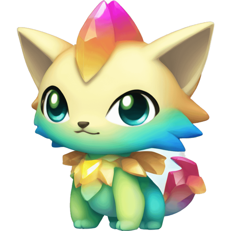 a anthro chibi-style colorful gradient-shiny gem-sparkle-Fakémon-hybrid full body emoji