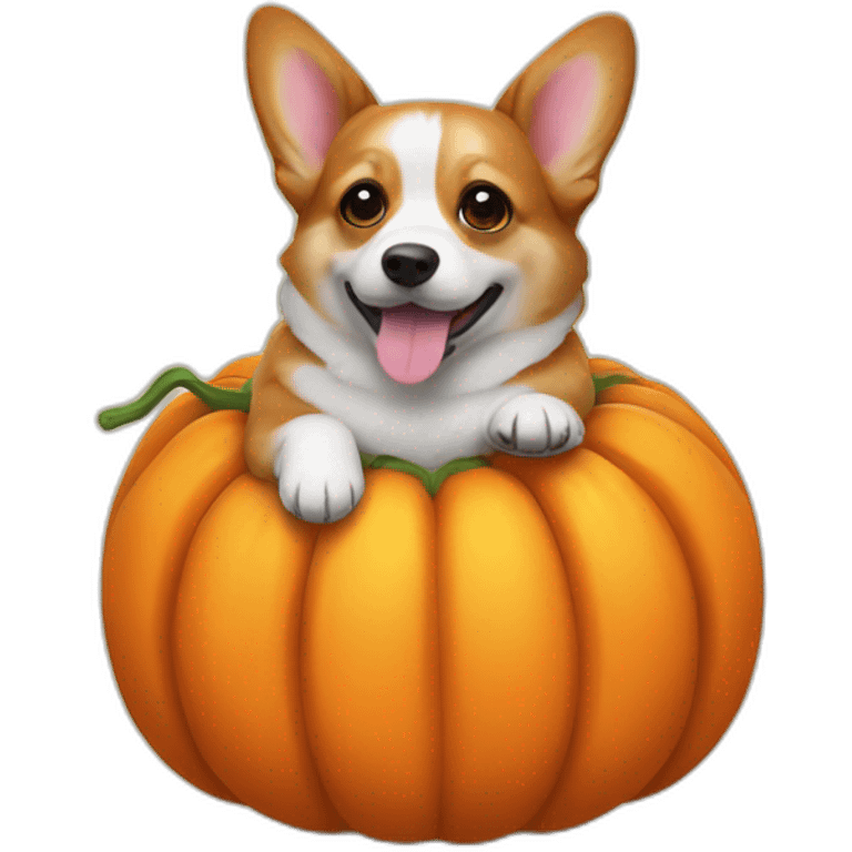 Corgi in a pumpkin costume emoji