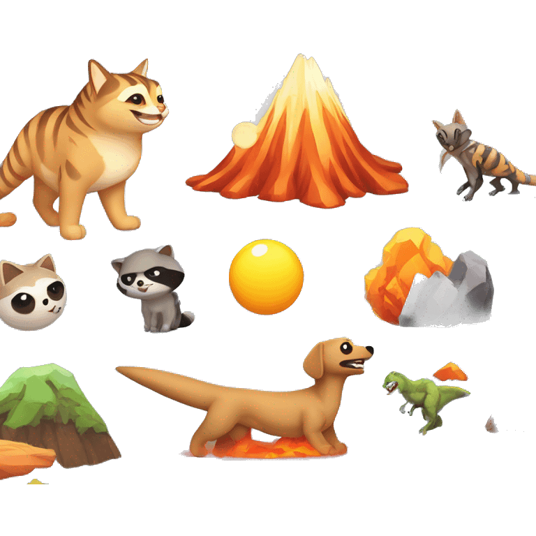 cat dog raccoon helicopter dinosaur volcano meteor  emoji