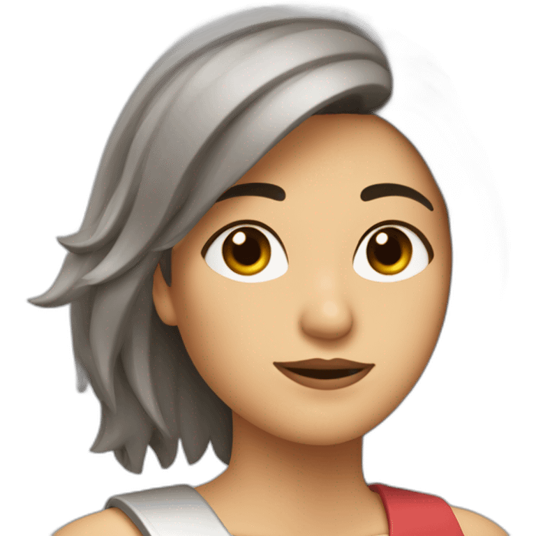 Mujer caucásica pelo por los hombros con mechas rubias emoji