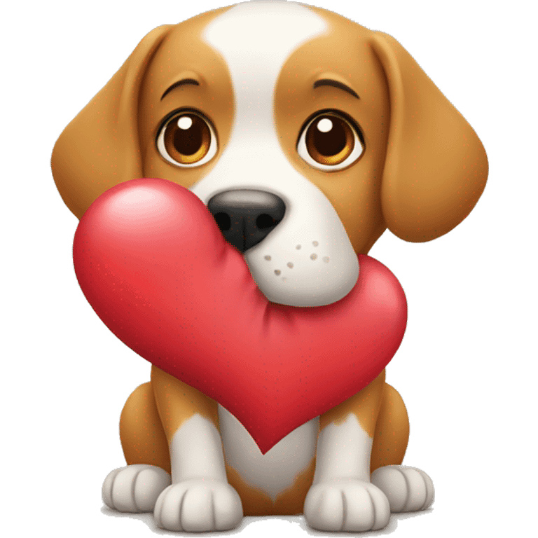 dog holding a heart emoji