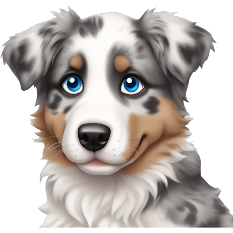 merle australian shepherd puppy with blue eyes emoji