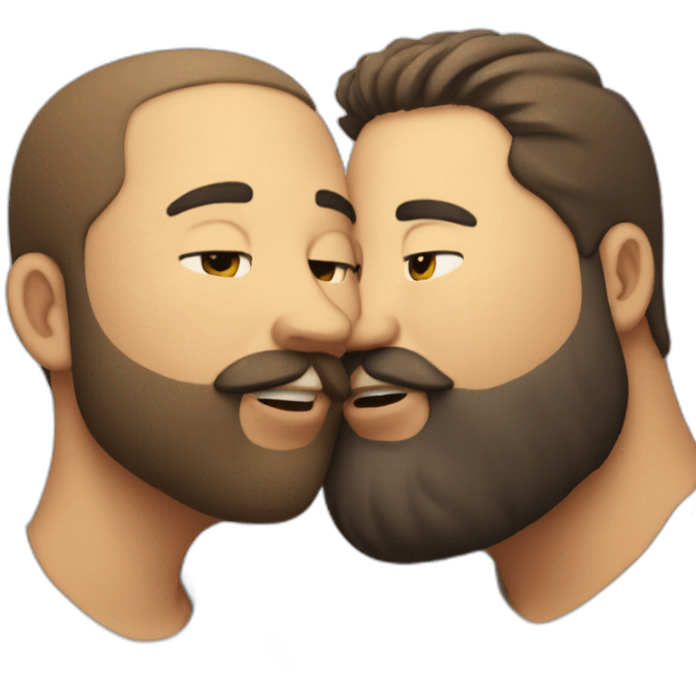 Man with beard kissing a chubby man emoji