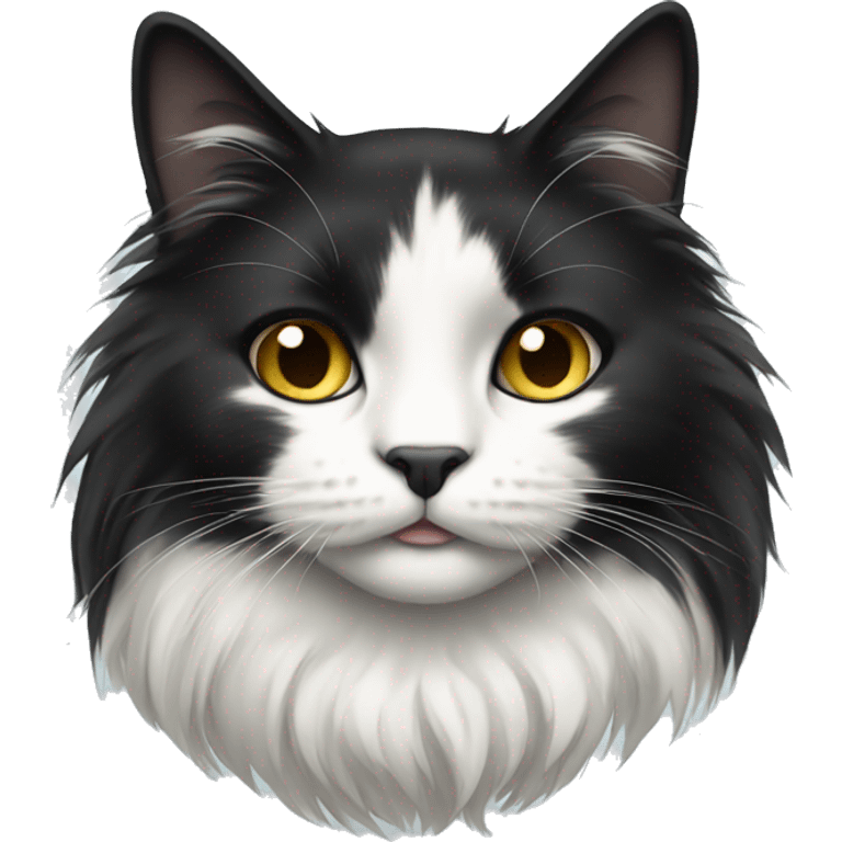 Black and white long haired cat emoji