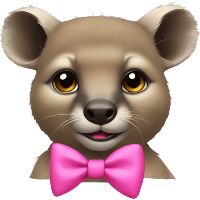 Rock hyrax wearing a pink bow emoji