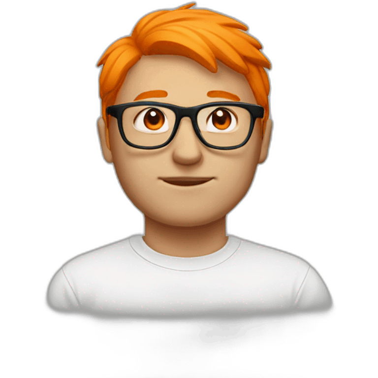 Man-with-orange-hair-black-glasses-white-tshirt emoji