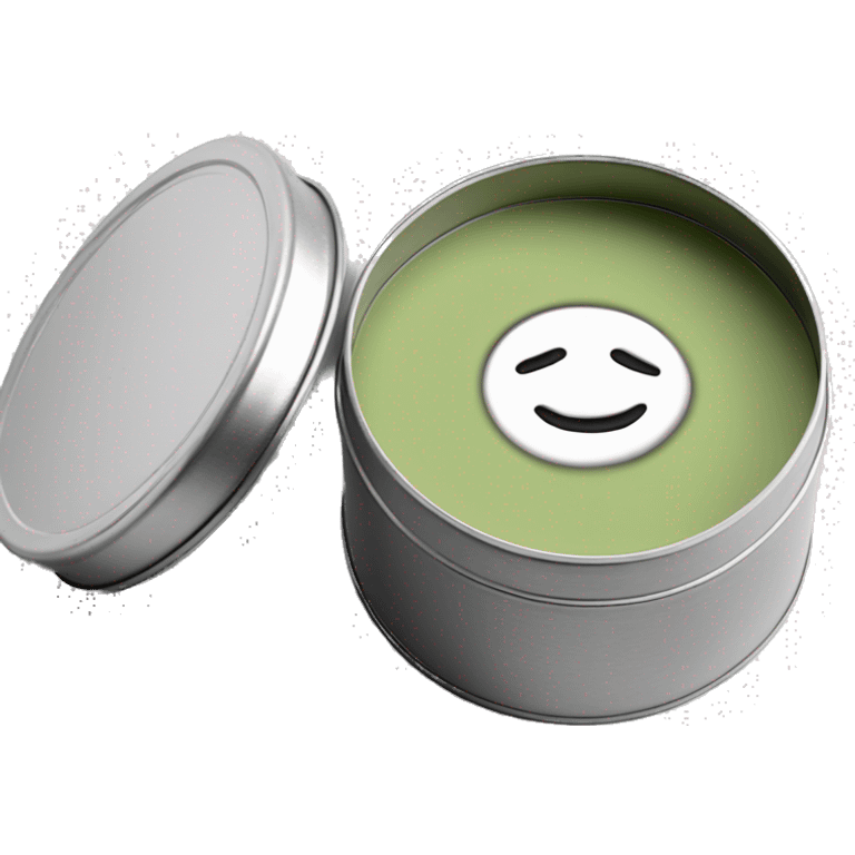 pretty matcha scented candle in silver tin with minimalistic label realistic emoji