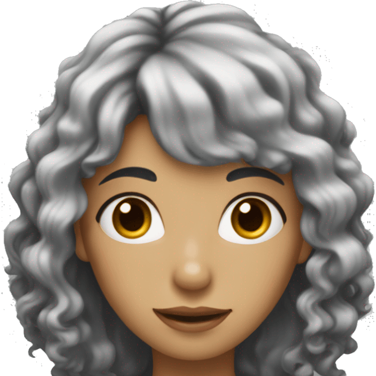 woman with long black curly hair and bangs  emoji