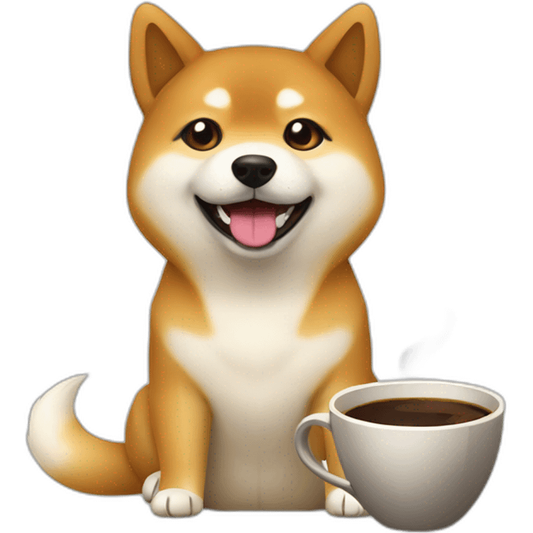 Shiba inu with coffee emoji