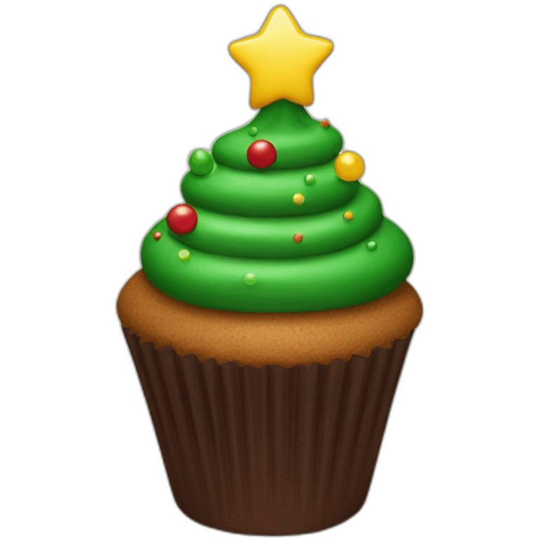 Happy Christmas tree cupcake emoji