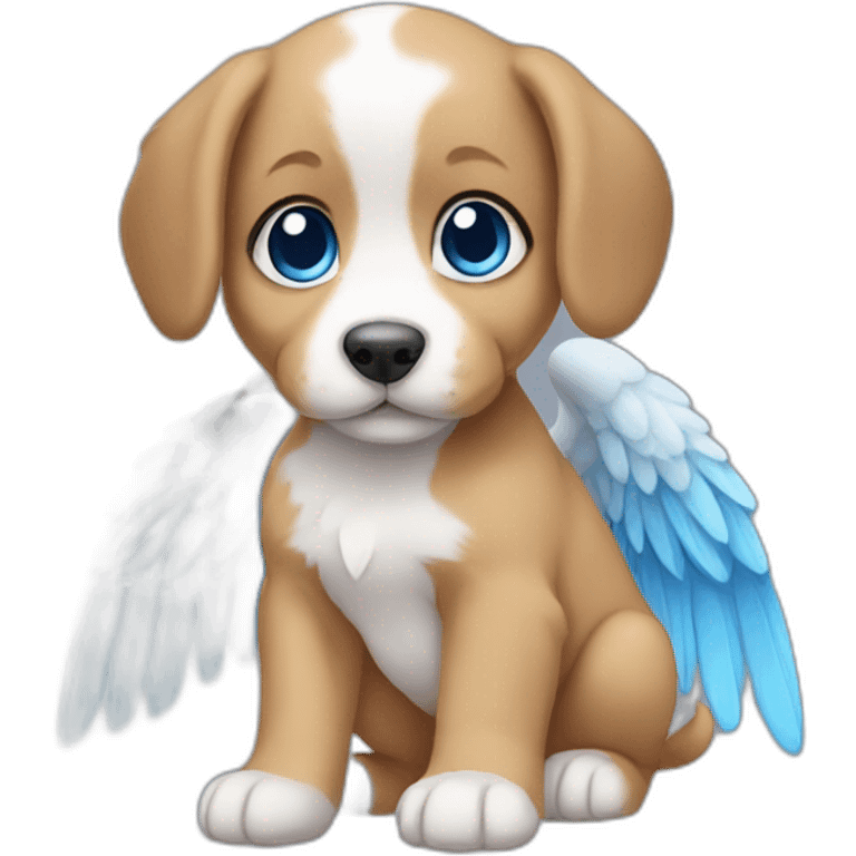 Puppy with blue eyes has wings emoji