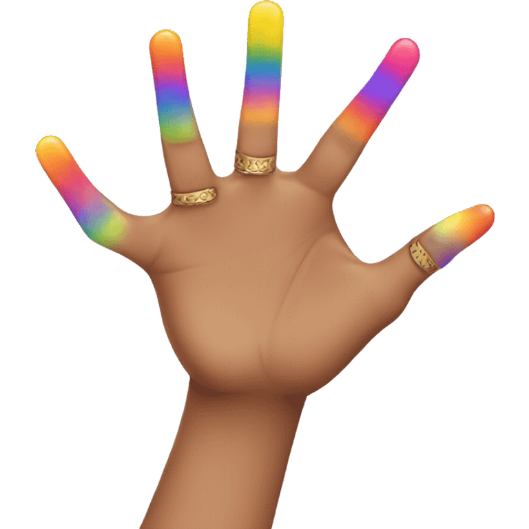 Middle finger with rainbow nails emoji