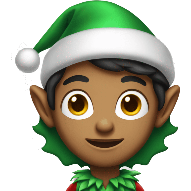 Dark hair Christmas elf emoji