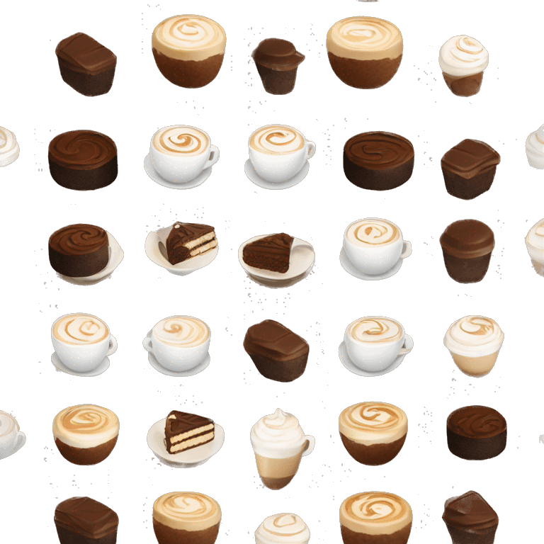 Cappuccino and part of chocolate cake  emoji