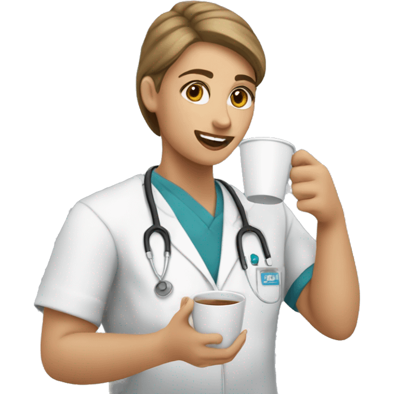 A nursing student drinking coffee emoji