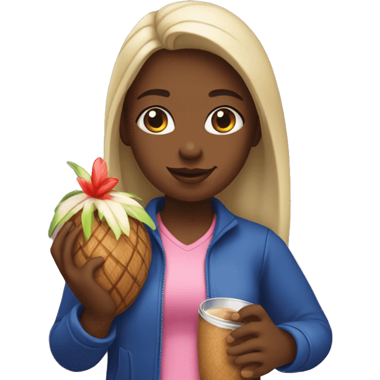 Girl holding a coconut redbull emoji