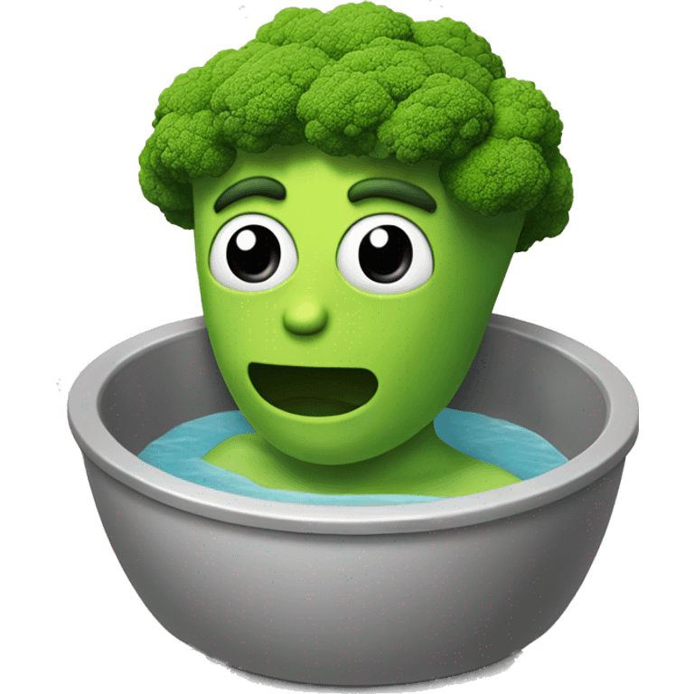 a humanoid brocolli in a hot tub emoji