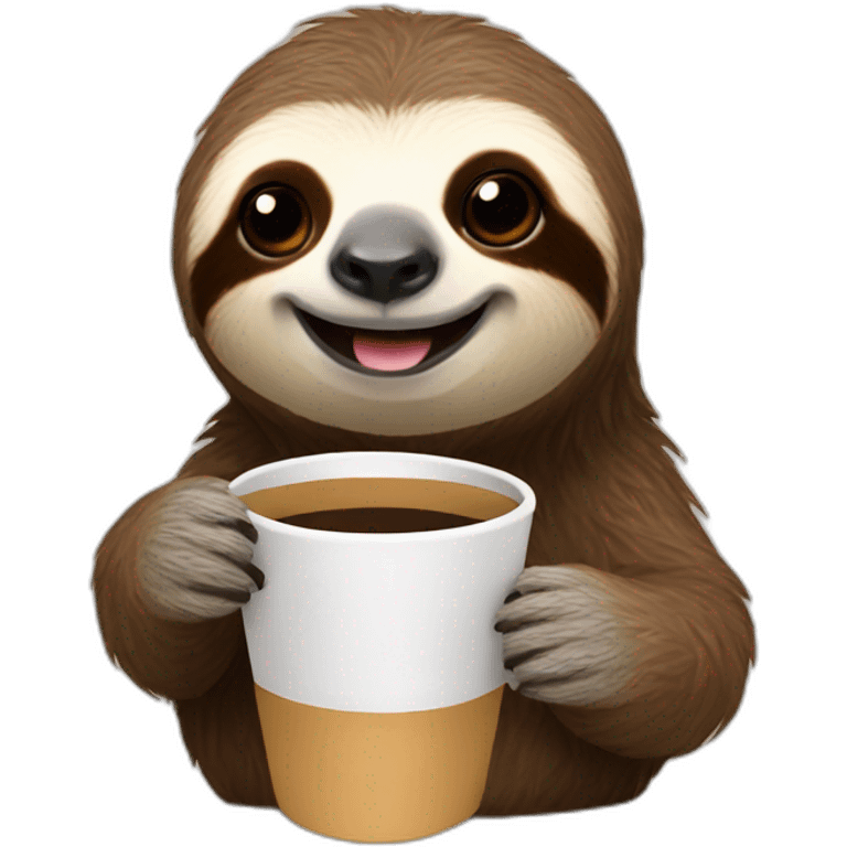 Sloth with coffee cup emoji