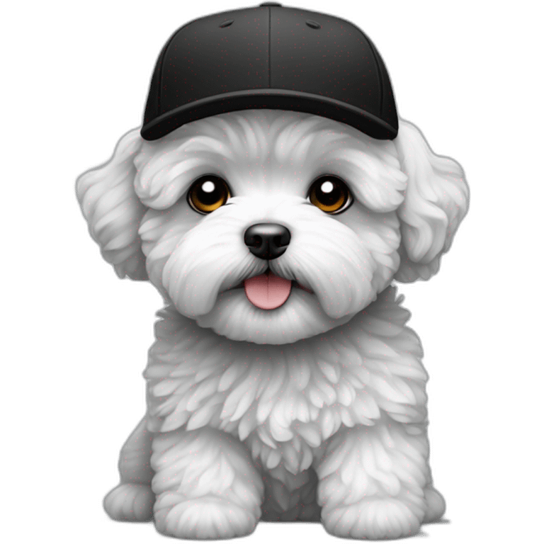 Maltipoo, black and white, with black cap emoji