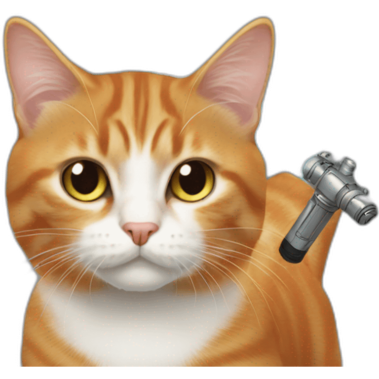 Jedi Ginger cat with light saber emoji