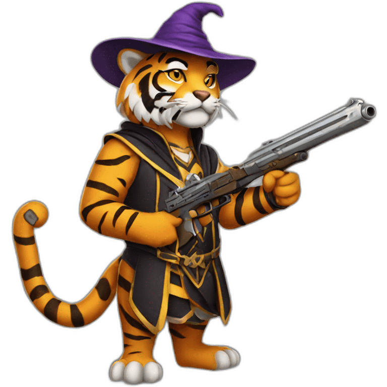 Tiger Wizard with gun emoji