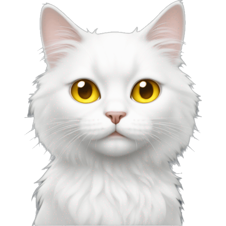 Boy Fluffy white cat yellow eyes  emoji