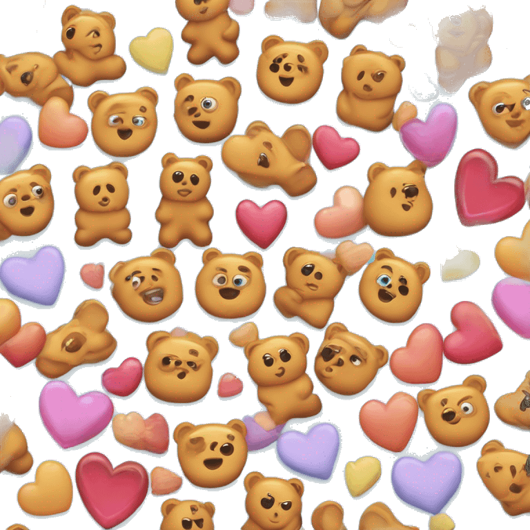 crea emoji cara de oso gummy bear  celeste con corazones en los ojos emoji