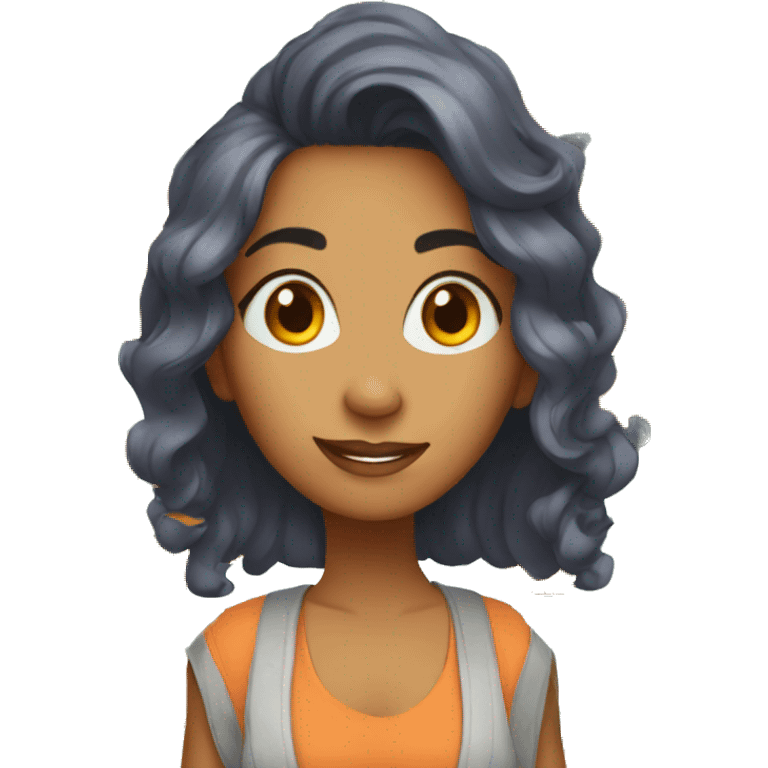 south asian girl with orange tropical hair emoji