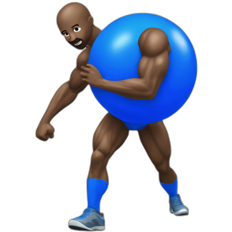 blue ball man shaking gluteus maximus emoji