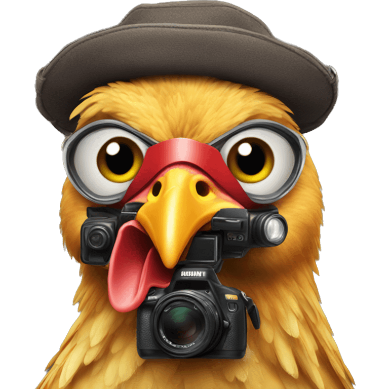 chicken with a camera on head emoji