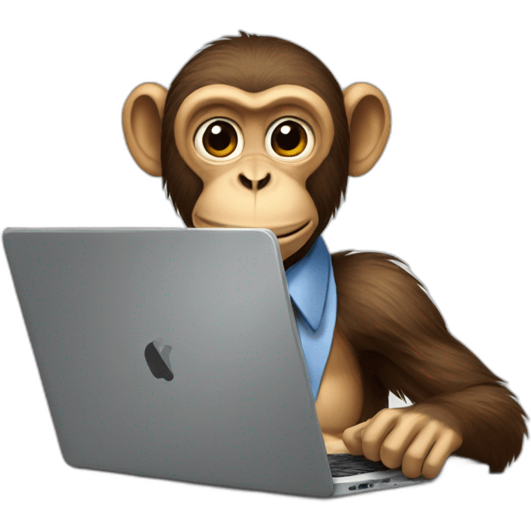 monkey wearing a tie while typing on a laptop emoji