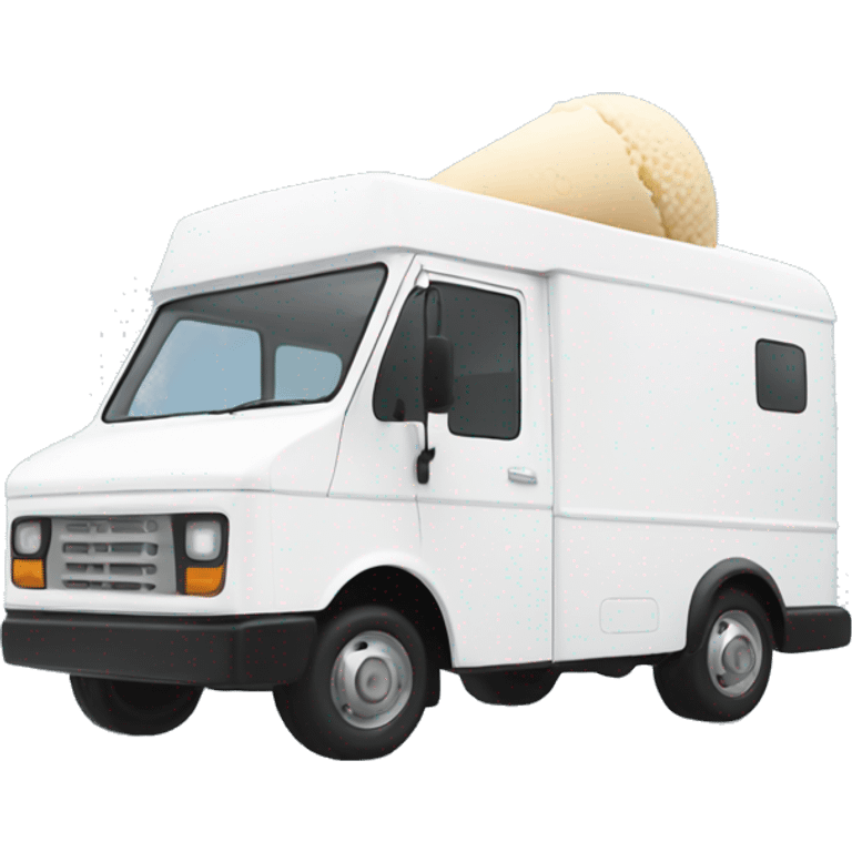 minimalistic white ice-cream van, side view emoji