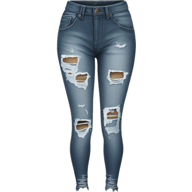 Realistic Isolated pair of ripped jeans jeggings.  emoji