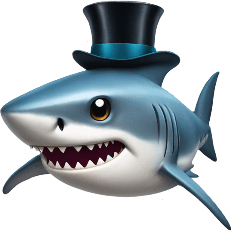 Shark with a top hat emoji