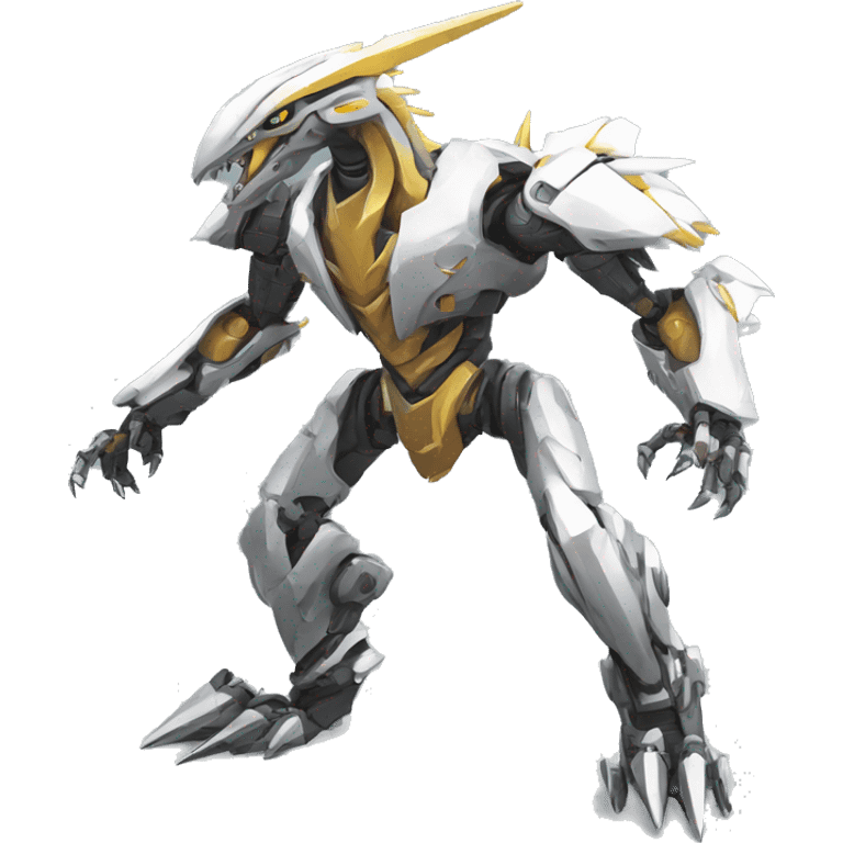 a futuristic mechanical spiky Medabot-raptor-dragon full body emoji