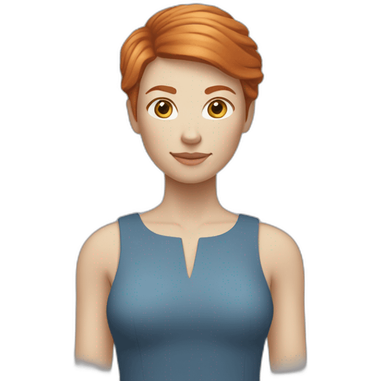 Gingerhair woman with short hair and light beige skin and blue eyes emoji