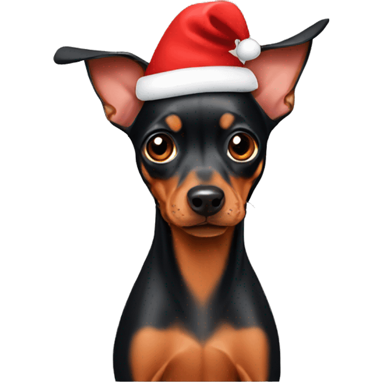 Pinscher with santa hat emoji